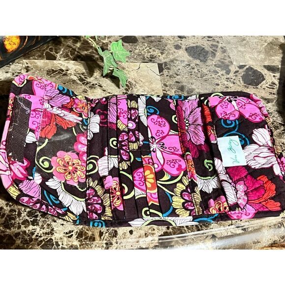 Vera Bradley Matching Wallet and Make up Bag, Cosmetic Pouch Brown Floral Print - Picture 3 of 5